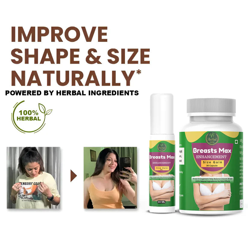 Breast Oil and Breast Capsule - 100% Herbal Breast Increase Combo
