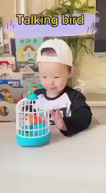 Lovely Talking Bird Cage for Kids with Light and Music Voice Controlled Induction Bird Mini Birdcage