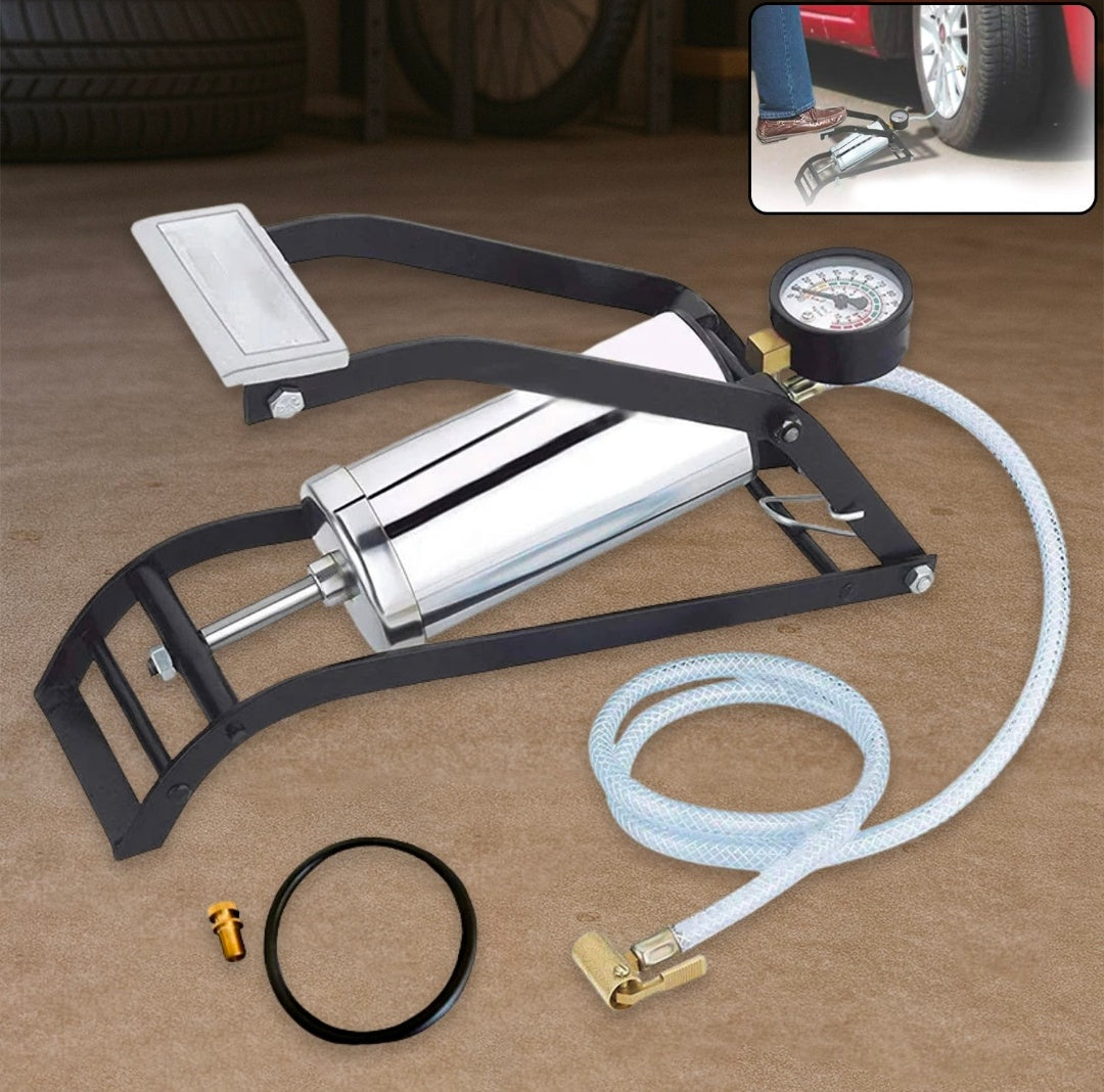 Heavy Duty Foot Air Pump with Pressure Gauge for Car, Bike & Motorcycle Tires